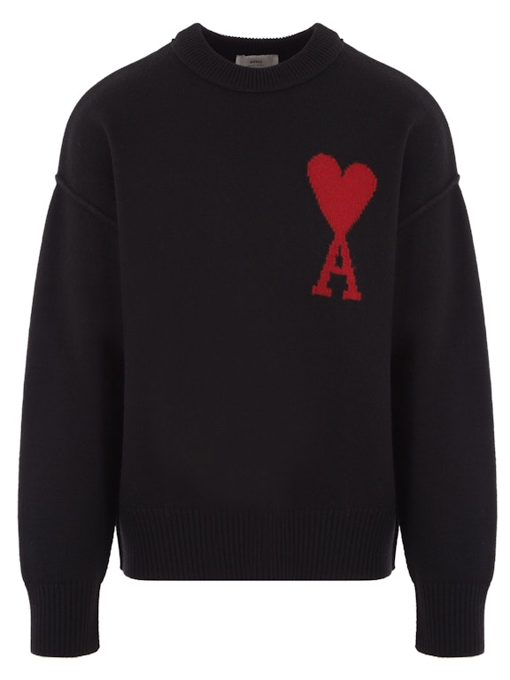 Pre-owned Ami Alexandre Mattiussi Ami Paris Ami De Coeur Sweater Black/red