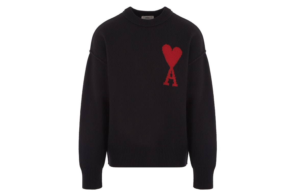 Pre-owned Ami Alexandre Mattiussi Ami Paris Ami De Coeur Sweater Black/red
