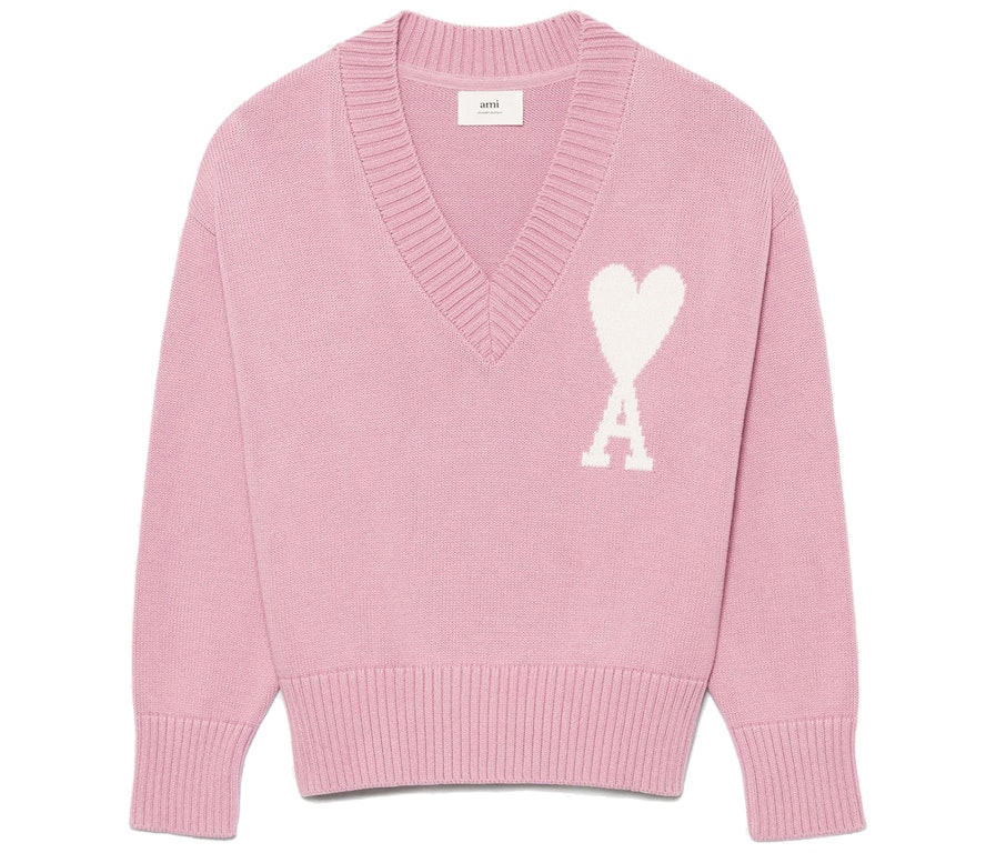 Pre-owned Ami Alexandre Mattiussi Ami Paris Ami De Coeur Sweater Pink
