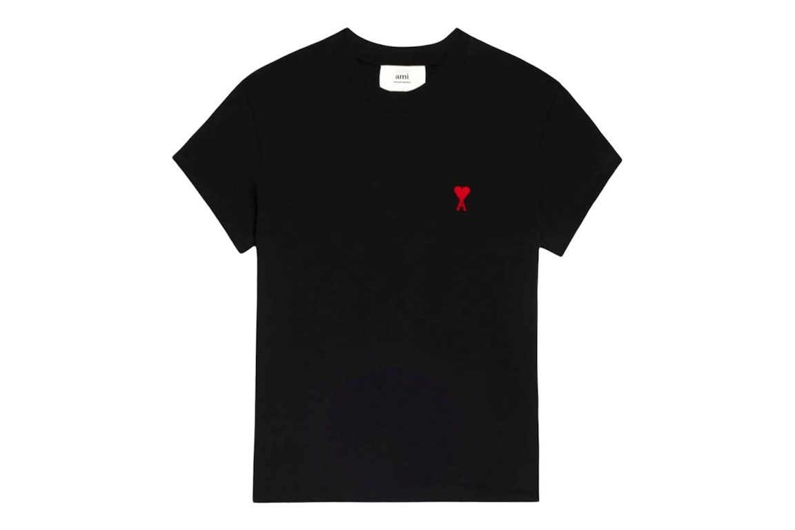 Pre-owned Ami Alexandre Mattiussi Ami Paris Ami De Coeur T-shirt Black/red