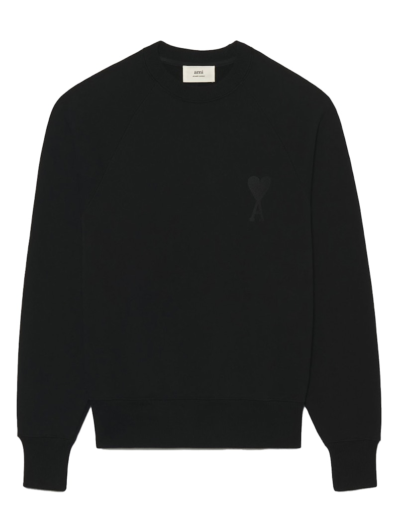 Ami Paris Ami De Coeur Tonal Boxy Fit Crewneck Black Men's - US