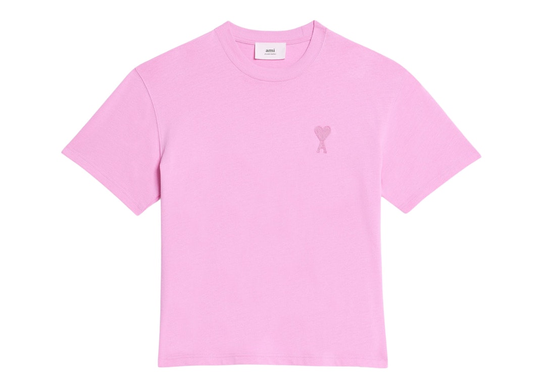 Pre-owned Ami Alexandre Mattiussi Ami Paris Ami De Coeur Tonal Boxy Fit T-shirt Candy Pink