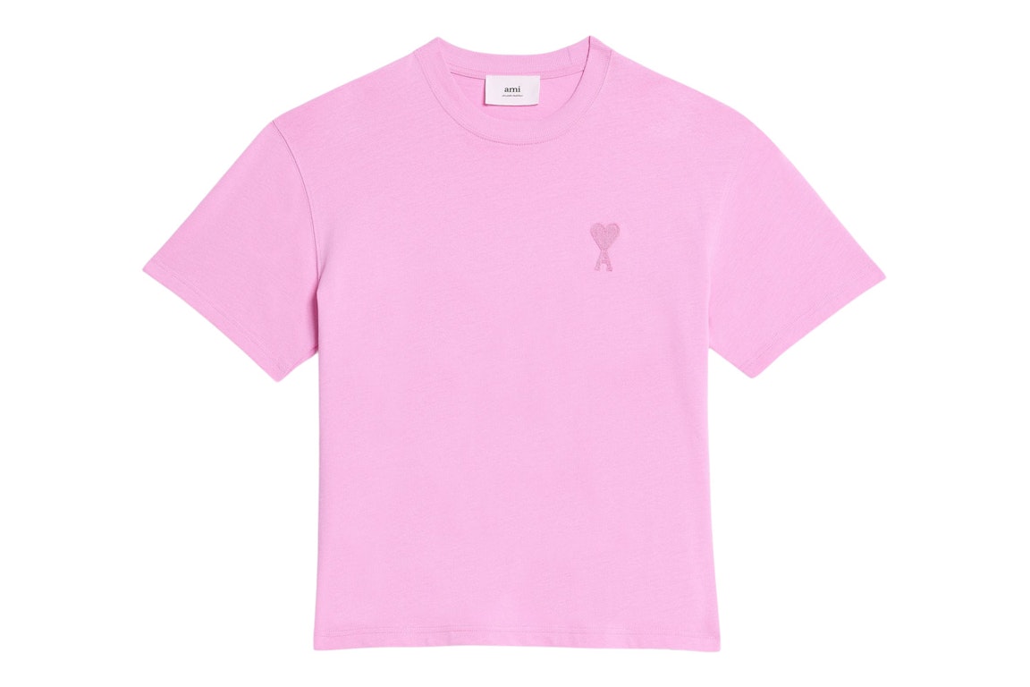 Pre-owned Ami Alexandre Mattiussi Ami Paris Ami De Coeur Tonal Boxy Fit T-shirt Candy Pink
