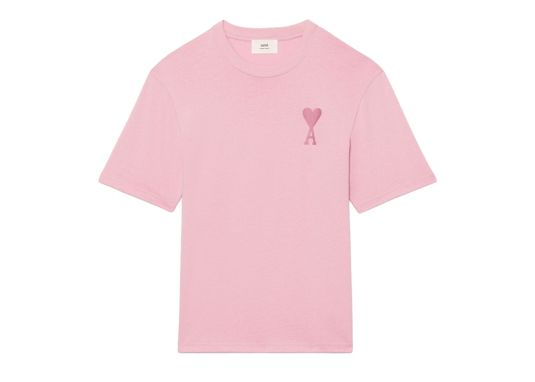 Pre-owned Ami Alexandre Mattiussi Ami Paris Ami De Coeur Tonal Boxy Fit T-shirt Pale Pink