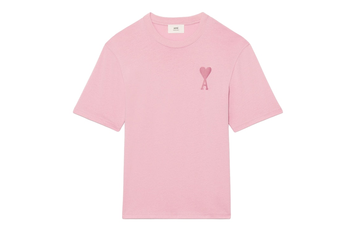 Pre-owned Ami Alexandre Mattiussi Ami Paris Ami De Coeur Tonal Boxy Fit T-shirt Pale Pink