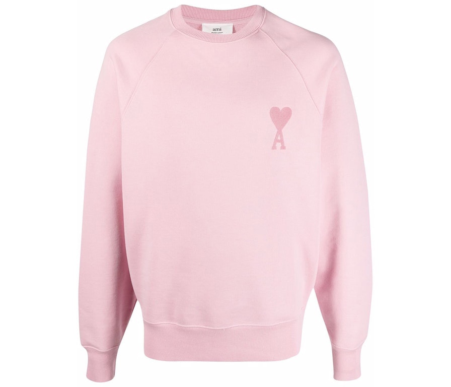 Pre-owned Ami Alexandre Mattiussi Ami Paris Ami De Coeur Tonal Sweatshirt Pale Pink