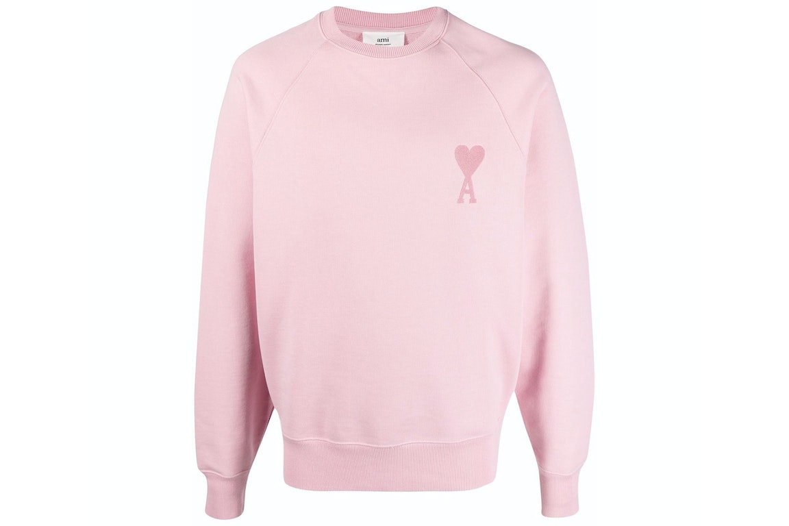 Pre-owned Ami Alexandre Mattiussi Ami Paris Ami De Coeur Tonal Sweatshirt Pale Pink
