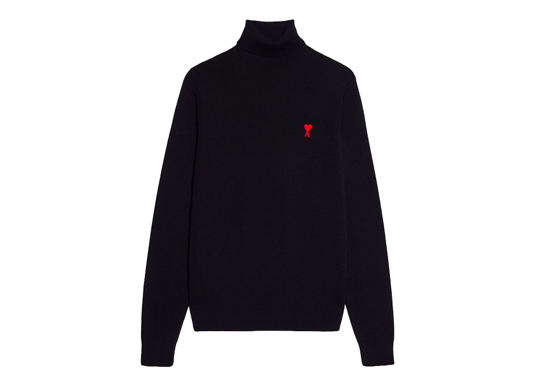 Pre-owned Ami Alexandre Mattiussi Ami Paris Ami De Coeur Turtleneck Sweater Black/red
