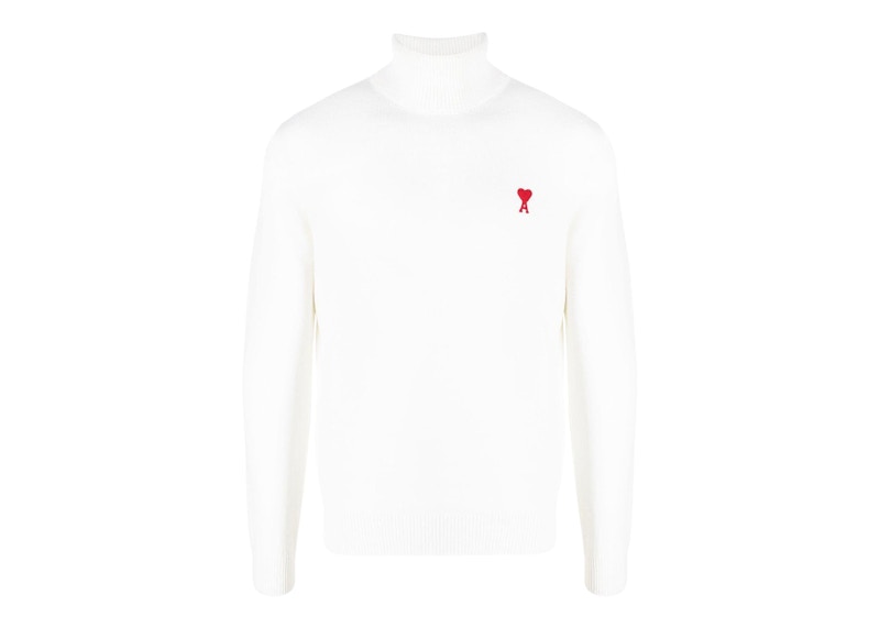 Ami Paris Ami De Coeur Turtleneck Sweater White/Red - AW22 - US