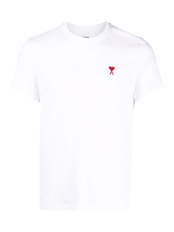Pre-owned Ami Alexandre Mattiussi Ami Paris Ami De Coeur Classic Fit T-shirt White/red