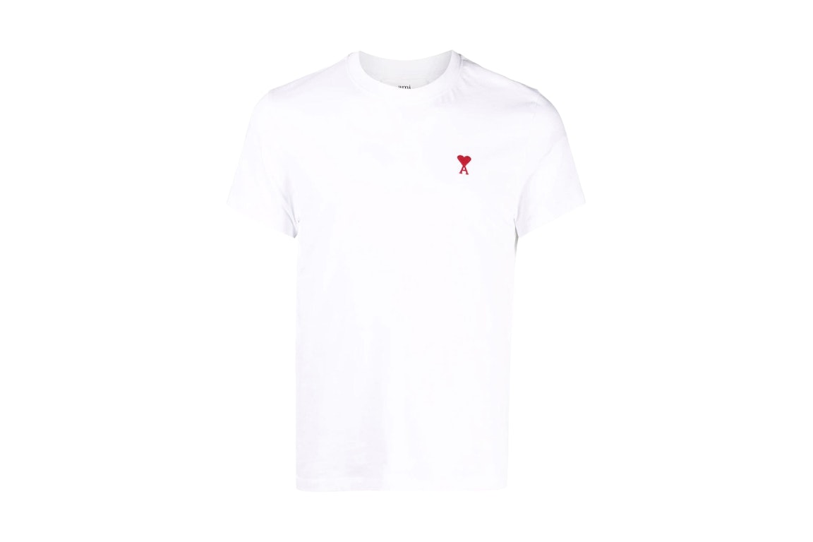 Pre-owned Ami Alexandre Mattiussi Ami Paris Ami De Coeur Classic Fit T-shirt White/red