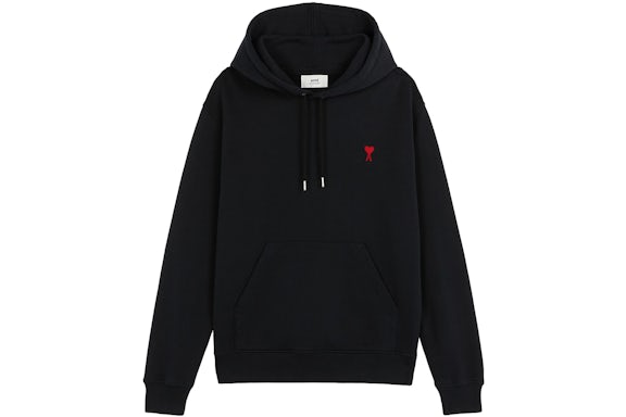 Ami Paris Ami De Coeur Embroidered Logo Hoodie Black/Red