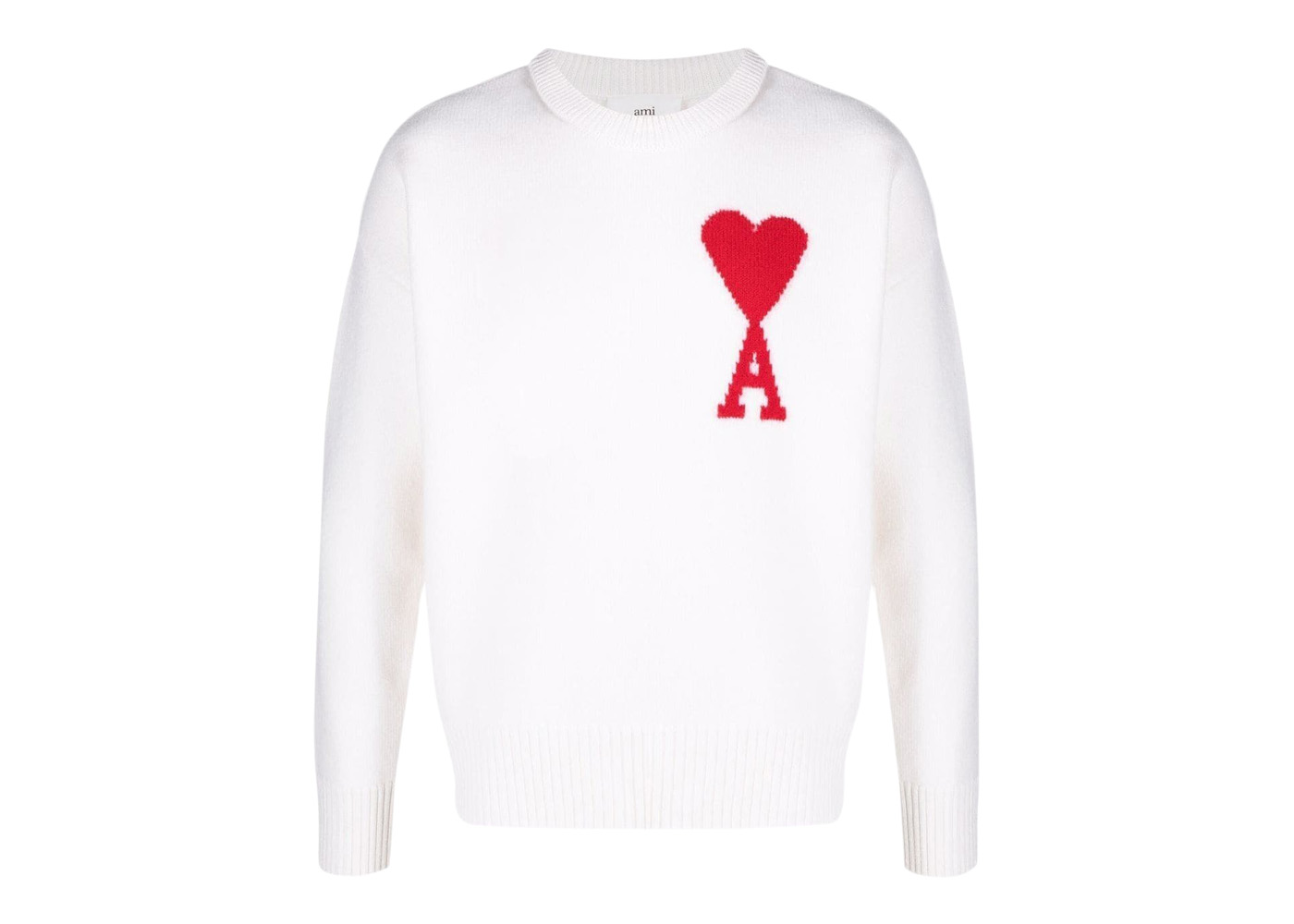 Ami Paris Ami de Coeur Merino Wool Crewneck Jumper White/Red ...