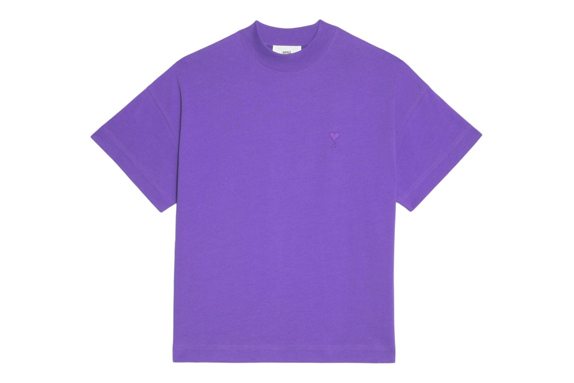 Pre-owned Ami Alexandre Mattiussi Ami Paris Ami De Coeur Organic Cotton T-shirt Purple