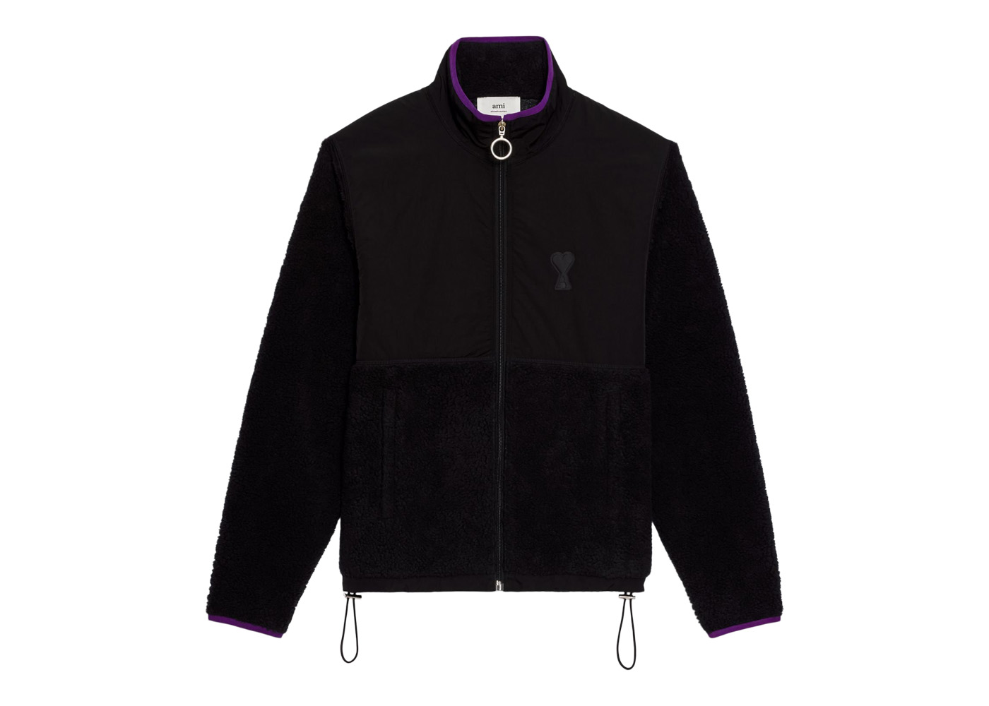 Ami Paris Ami de Coeur Sherpa Zipped Jacket Black