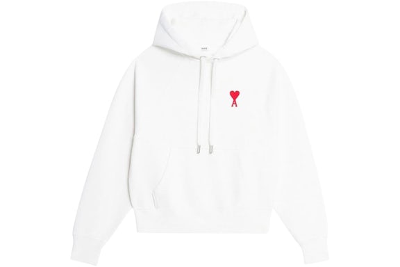 Ami Paris Ami De Coeur Tonal Small Adc Classic Fit Hoodie White/Red