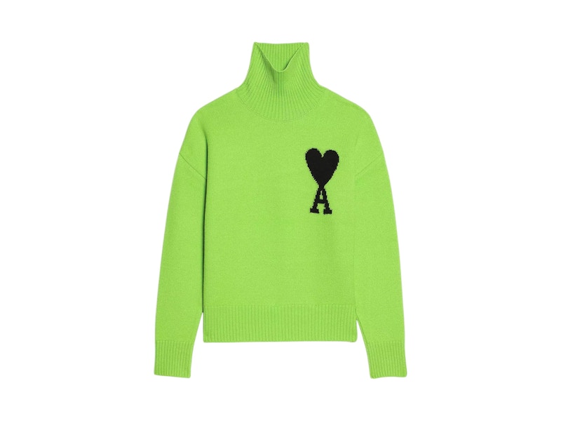 Pre-owned Ami Alexandre Mattiussi Ami De Cœur Turtleneck Sweater In Green/black