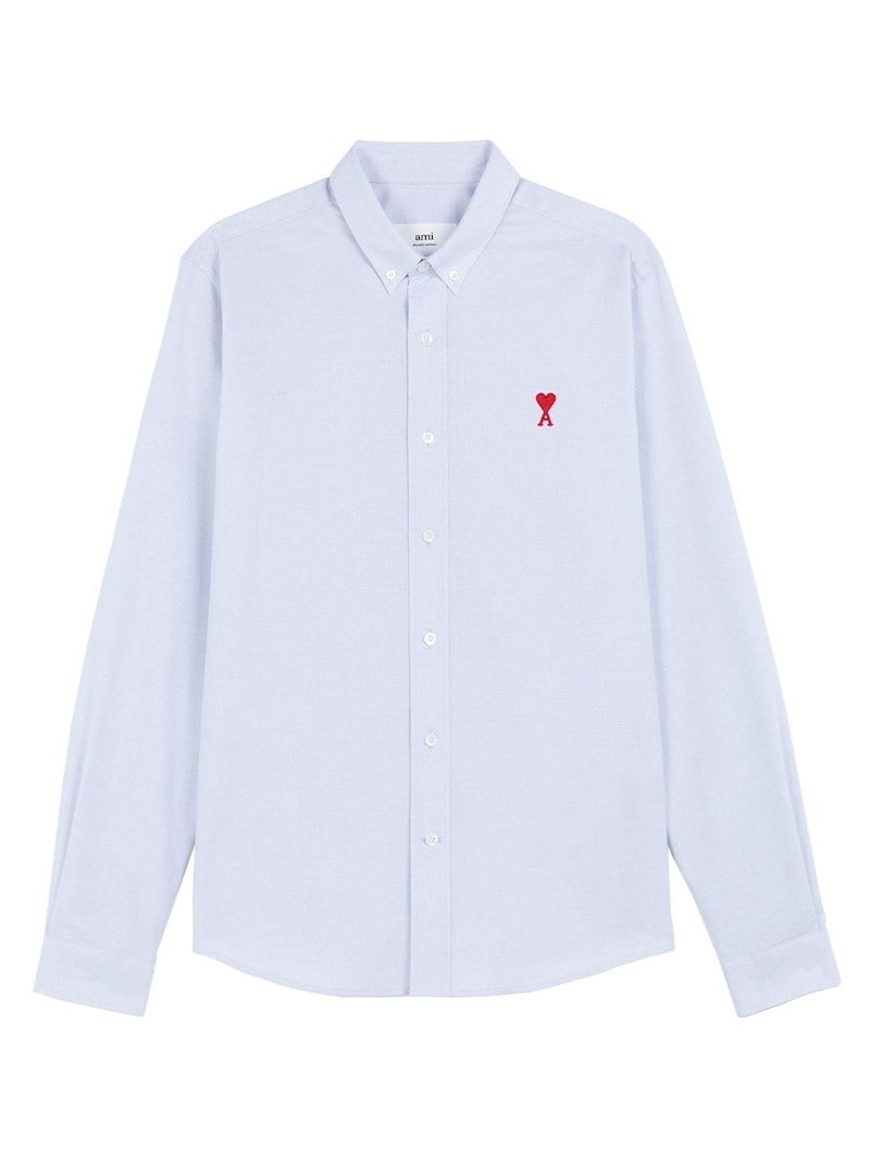 Ami Paris Button Down Ami De Coeur Oxford Shirt Oxford Blue/Red