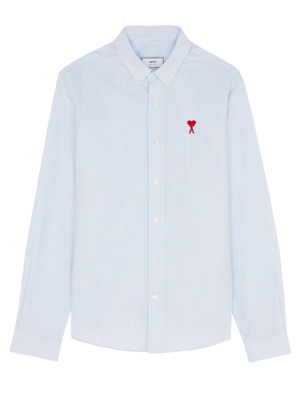 Ami Paris Button Down Ami De Coeur Collar Shirt White/Blue/Red