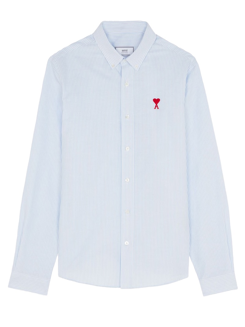 Ami Paris Button Down Ami De Coeur Collar Shirt White/Blue/Red