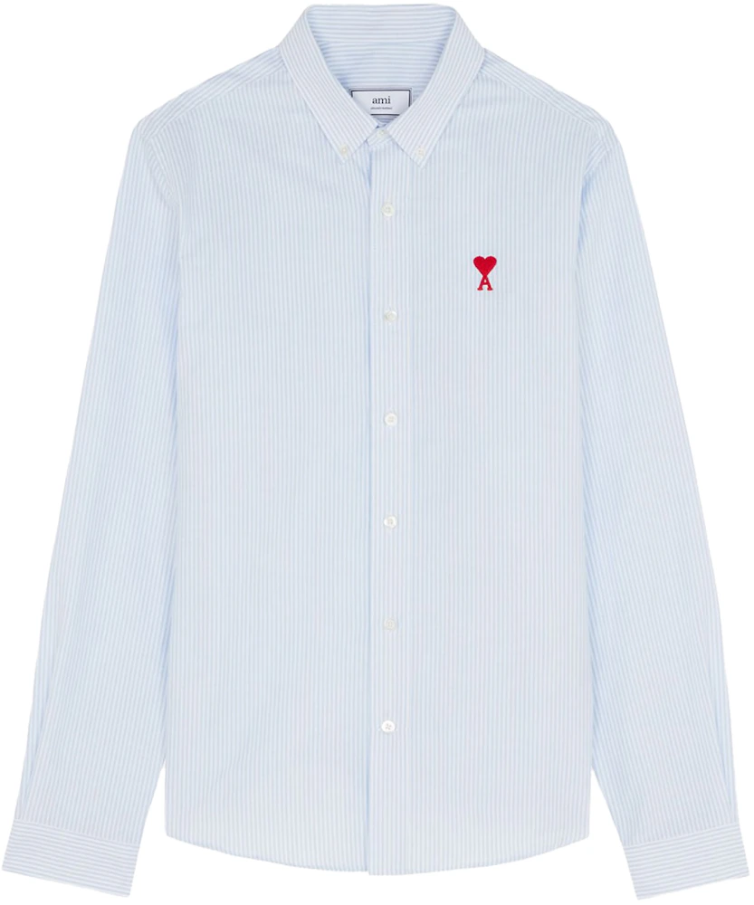 Ami Paris Button Down Ami De Coeur Collar Shirt White/Blue/Red Men's - US