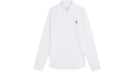 Ami Paris Button Down Ami De Coeur Oxford Shirt White/Red
