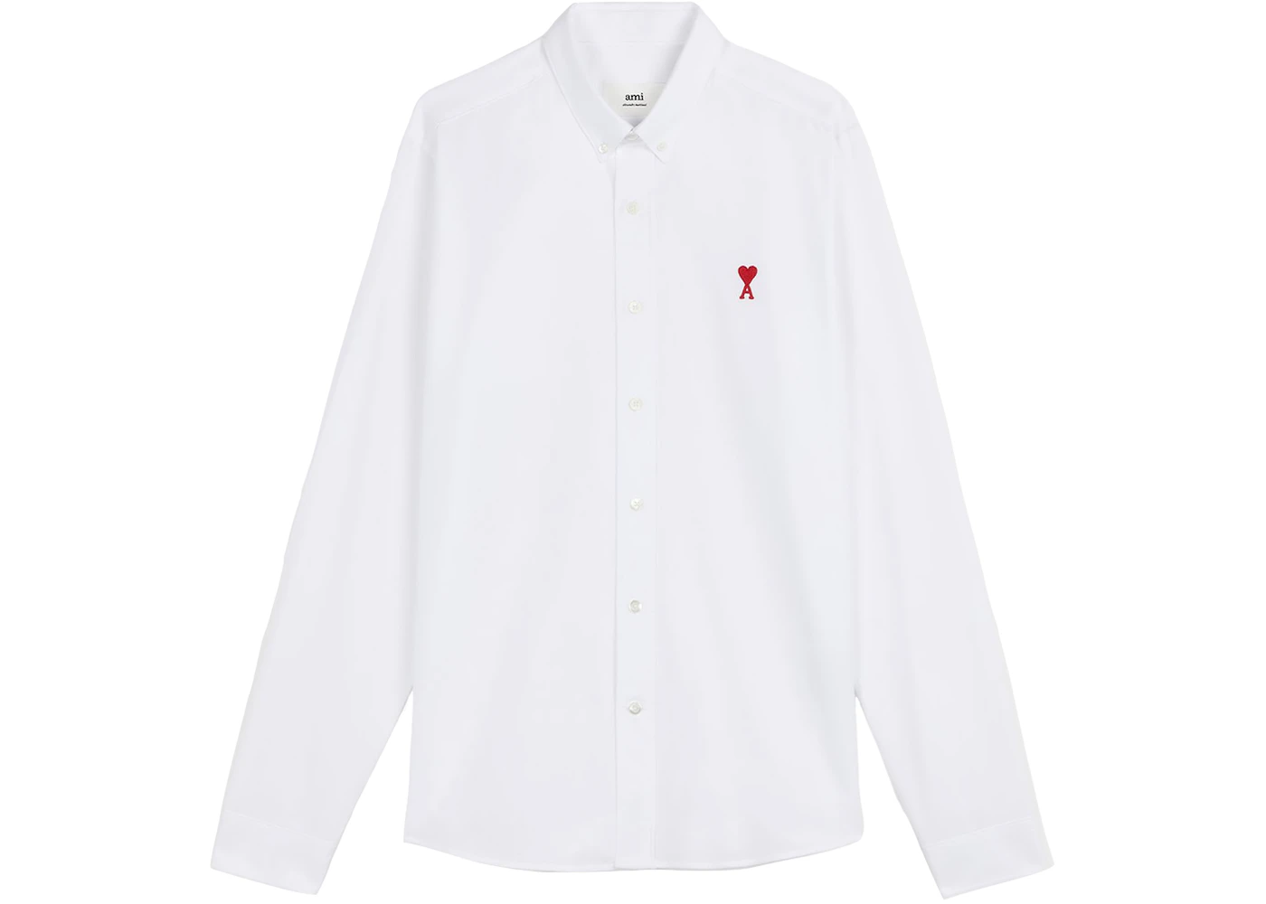 Ami Paris Button Down Ami De Coeur Oxford Shirt White/Red Men's - US