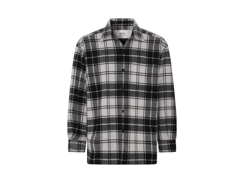 Ami Paris Checked Buttoned Shirt Black/White Men's - US