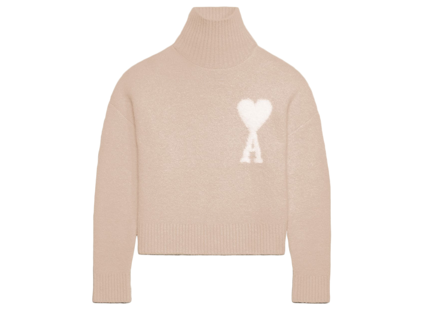 Ami Paris Cloudy Wool Ami De Coeur Sweater Powder Pink/Ivory