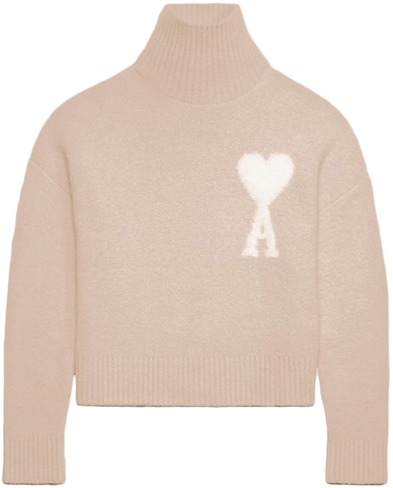Ami Paris Cloudy Wool Ami De Coeur Sweater Powder Pink/Ivory Men's - US
