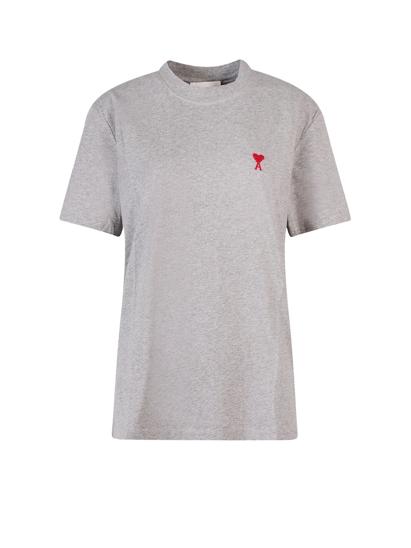 Pre-owned Ami Alexandre Mattiussi Embroidered Logo Mens Cotton T-shirt In Grey