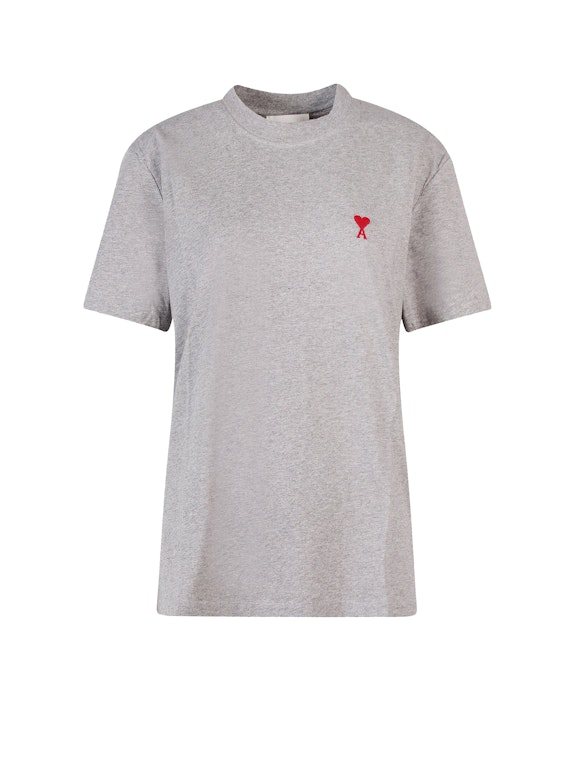 Pre-owned Ami Alexandre Mattiussi Ami Paris Embroidered Logo Mens Cotton T-shirt Grey