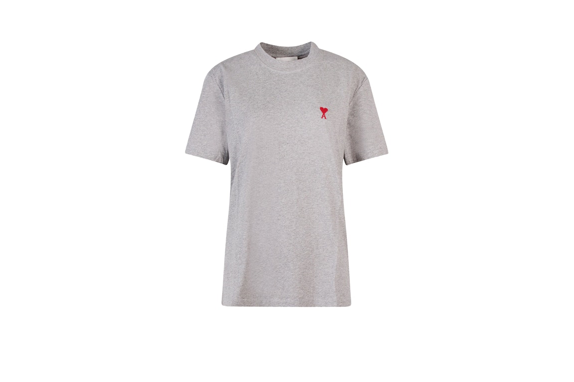 Pre-owned Ami Alexandre Mattiussi Ami Paris Embroidered Logo Mens Cotton T-shirt Grey