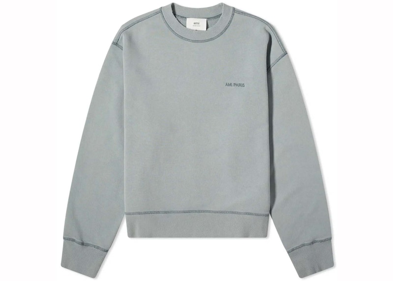 Pre-owned Ami Alexandre Mattiussi Men's Ami Paris Fade Out Sweatshirt In Aquamarine