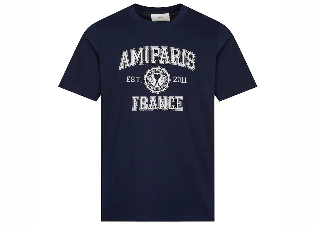 Pre-owned Ami Alexandre Mattiussi Ami Paris France T-shirt Nautic Blue