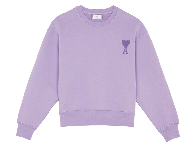 Ami Paris Heart Friend Boxy Fit Tonal Crewneck Lilac Men's - US