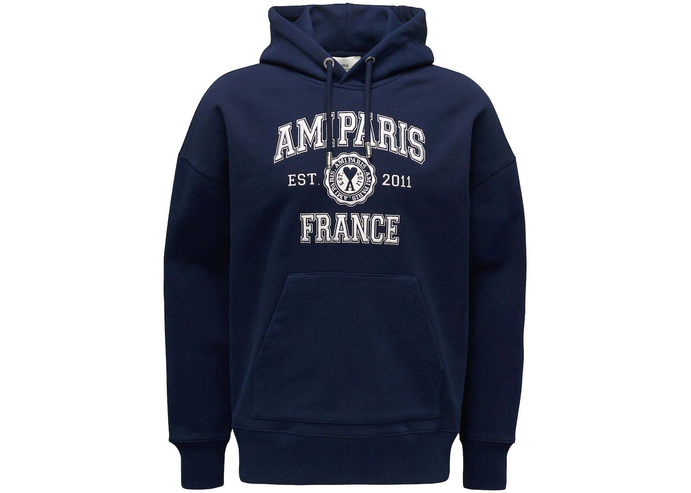Ami Paris Logo Hoodie Marine Blue Men's - US