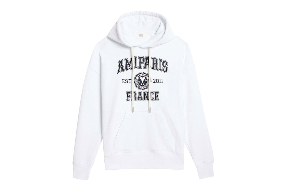 Pre-owned Ami Alexandre Mattiussi Ami Paris Logo Hoodie White