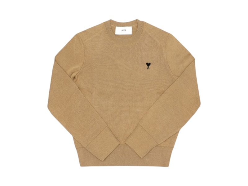 Pre-owned Ami Alexandre Mattiussi Women's Ami Paris Logo Sweater In Camel In Brown