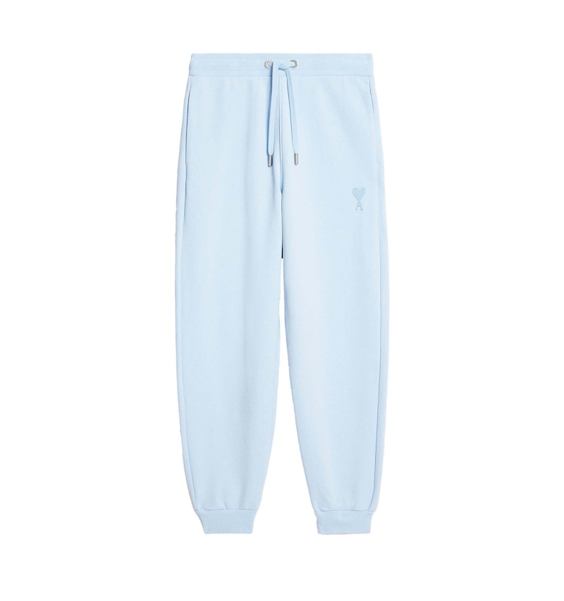 Pre-owned Ami Alexandre Mattiussi Men's Ami Paris Logo Sweatpants In Light Blue