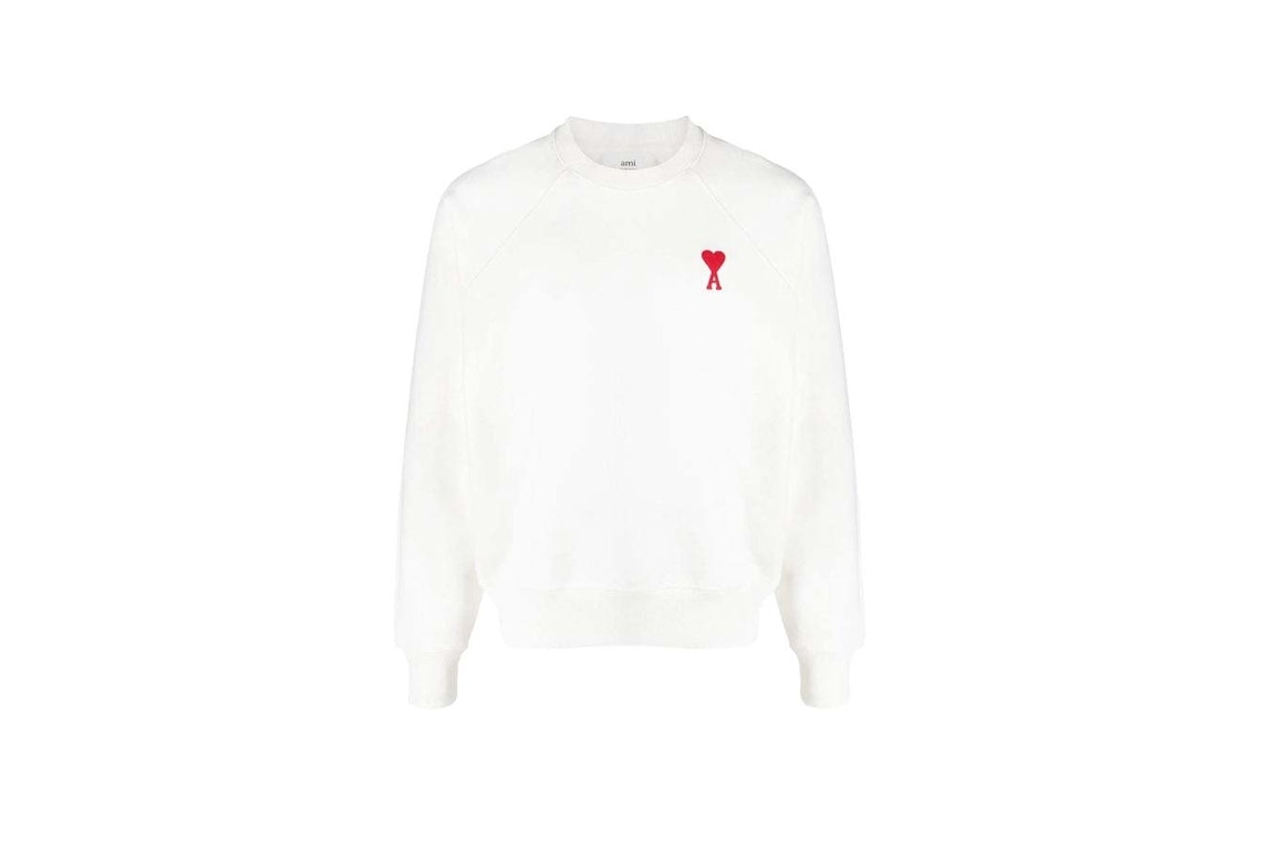 Pre-owned Ami Alexandre Mattiussi Ami Paris Logo Sweatshirt White/red