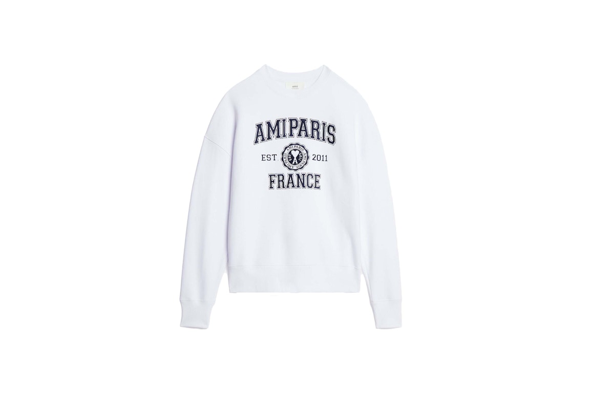 Pre-owned Ami Alexandre Mattiussi Ami Paris Logo Sweatshirt White