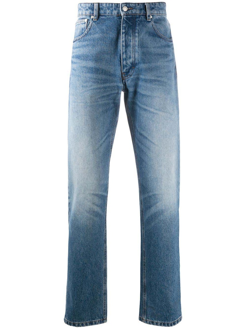 Pre-owned Ami Alexandre Mattiussi Men's Ami Paris Straightleg Mid Wash Jeans In Blue