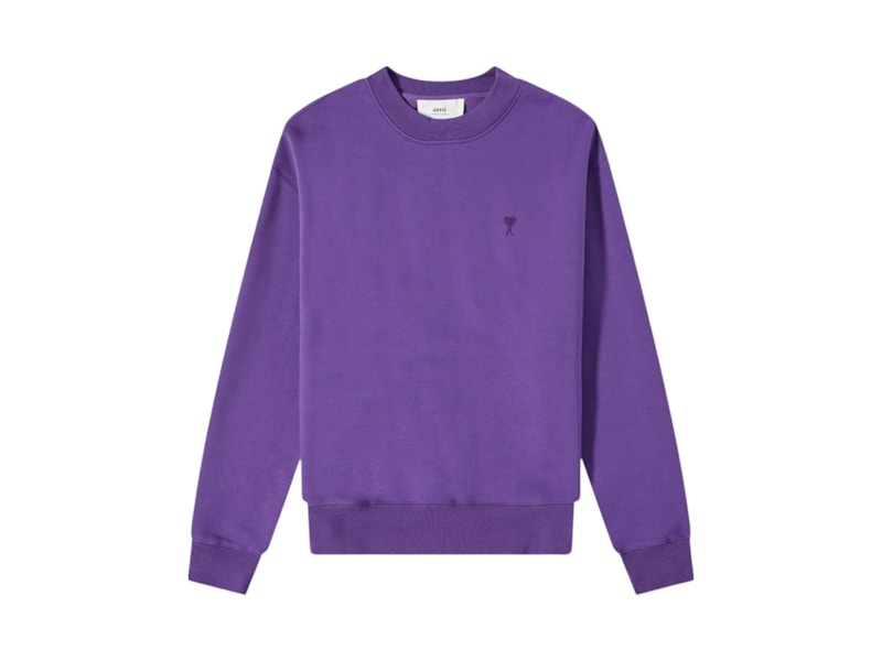 Ami Paris Tonal Heart Crew Sweatshirt Purple Men's - US