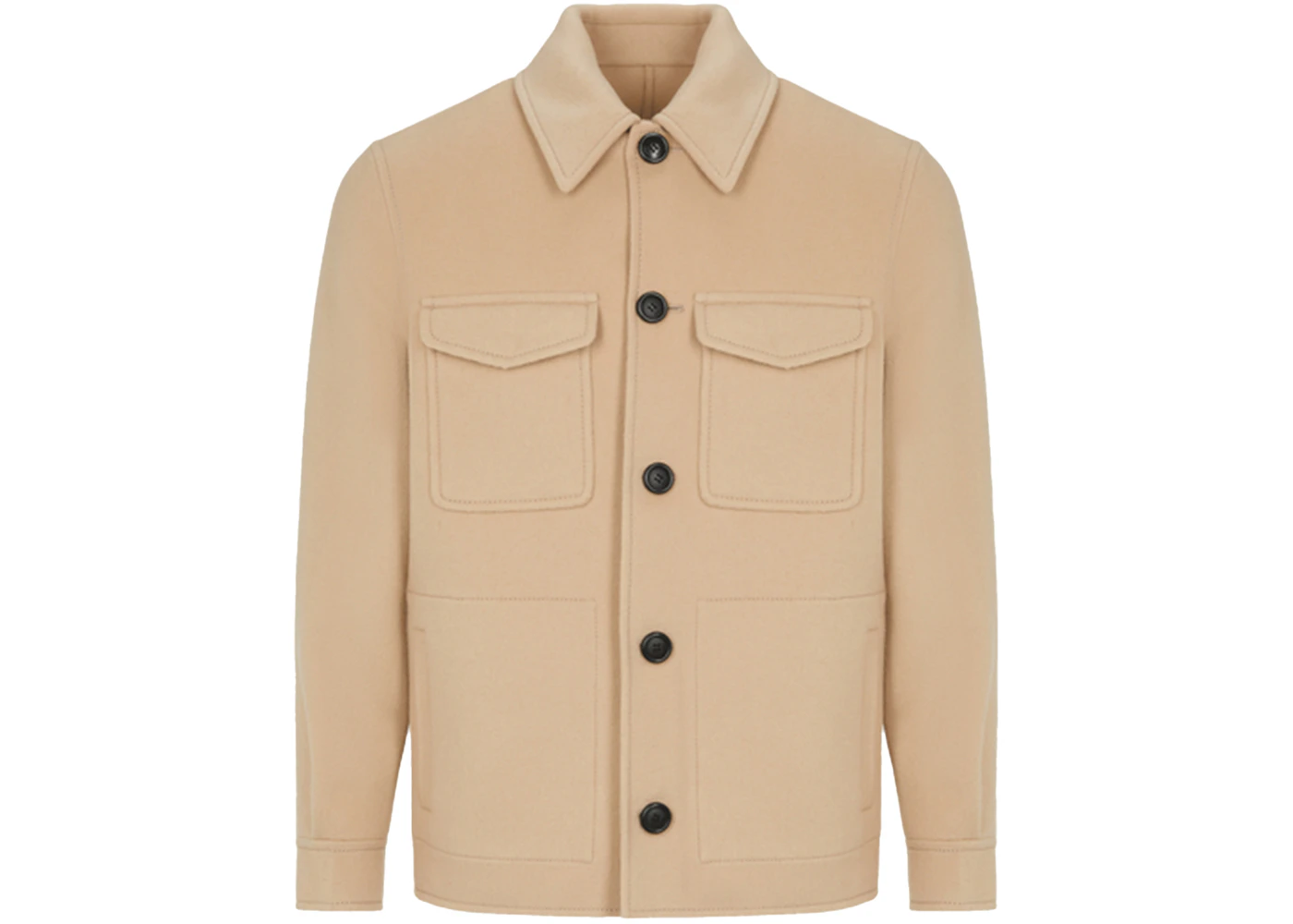 Ami Paris Wool and Cashmere Overshirt Champagne/Black Men's - US
