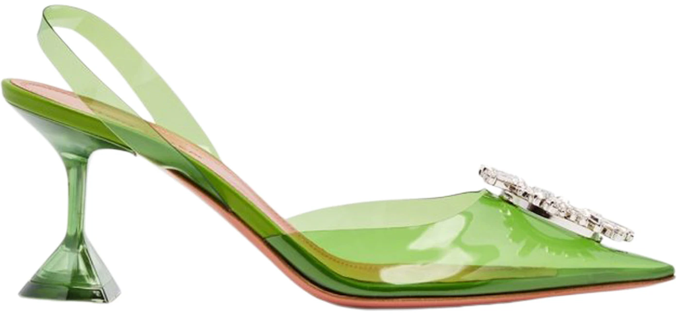 Amina Muaddi Begum 70mm Glass PVC Sling Green - Sneakers - GB