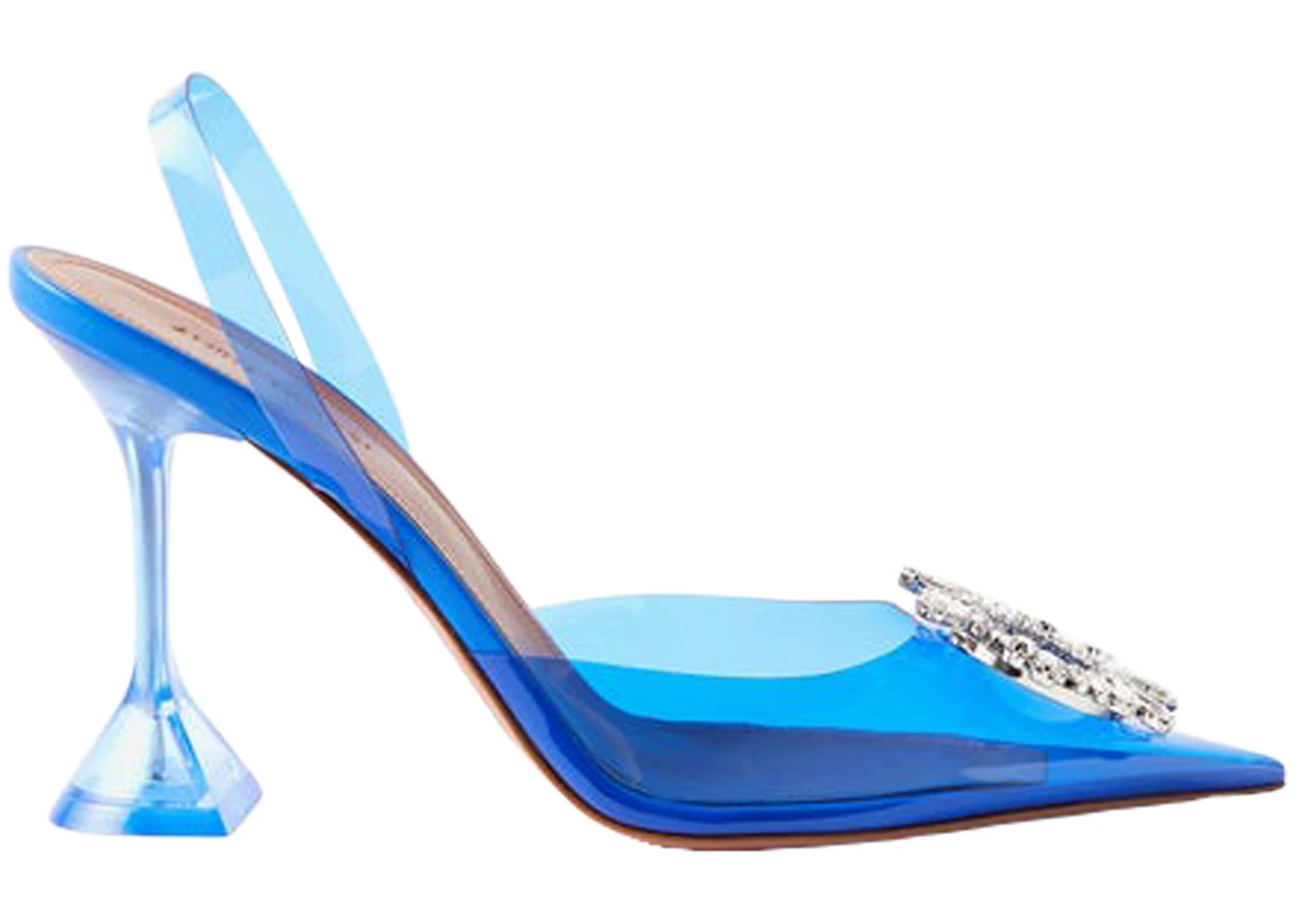 Amina Muaddi Begum 95mm Glass PVC Sling Electric Blue - Sneakers - US