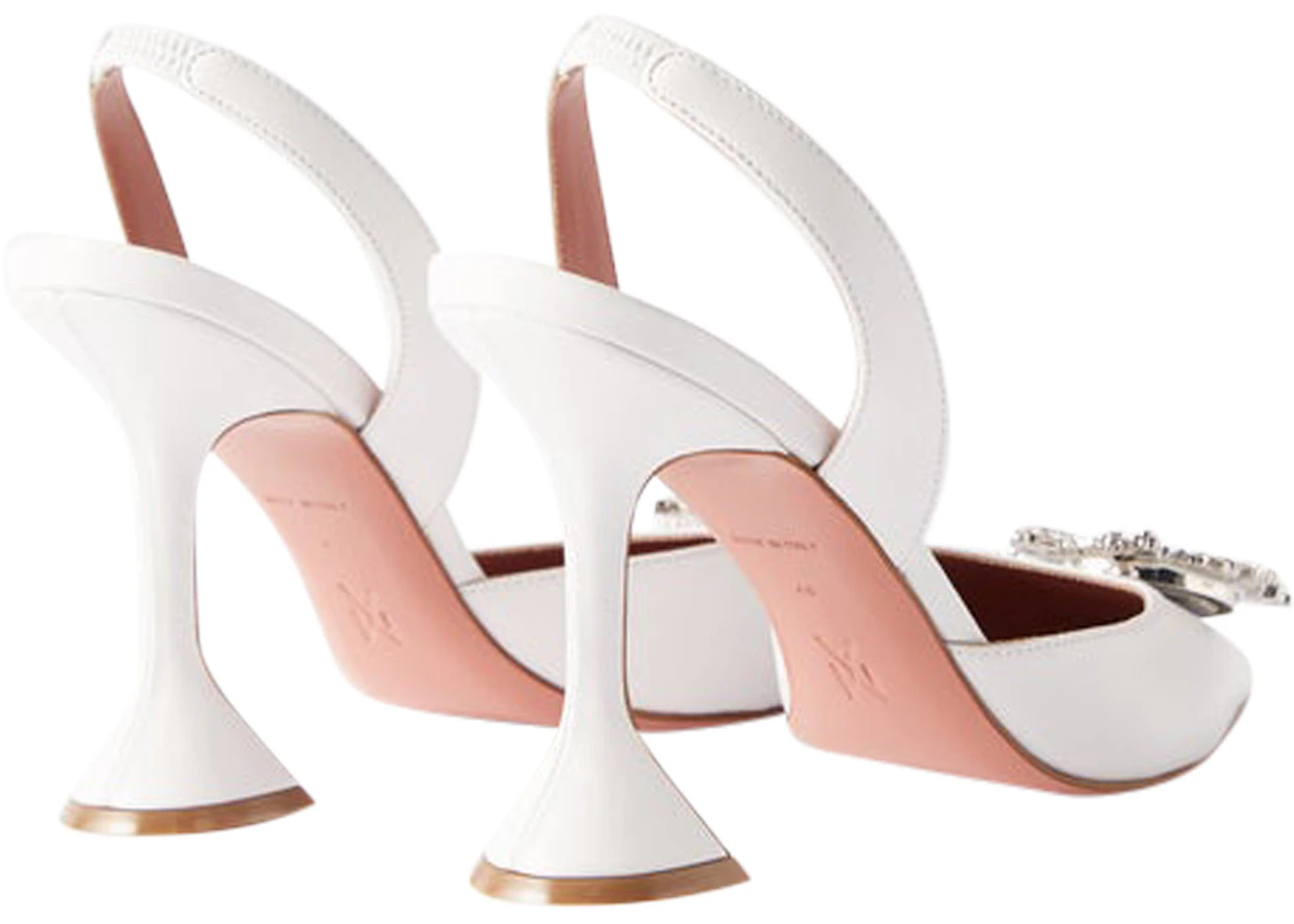 Amina Muaddi Begum 95mm Leather Sling White - Sneakers - US