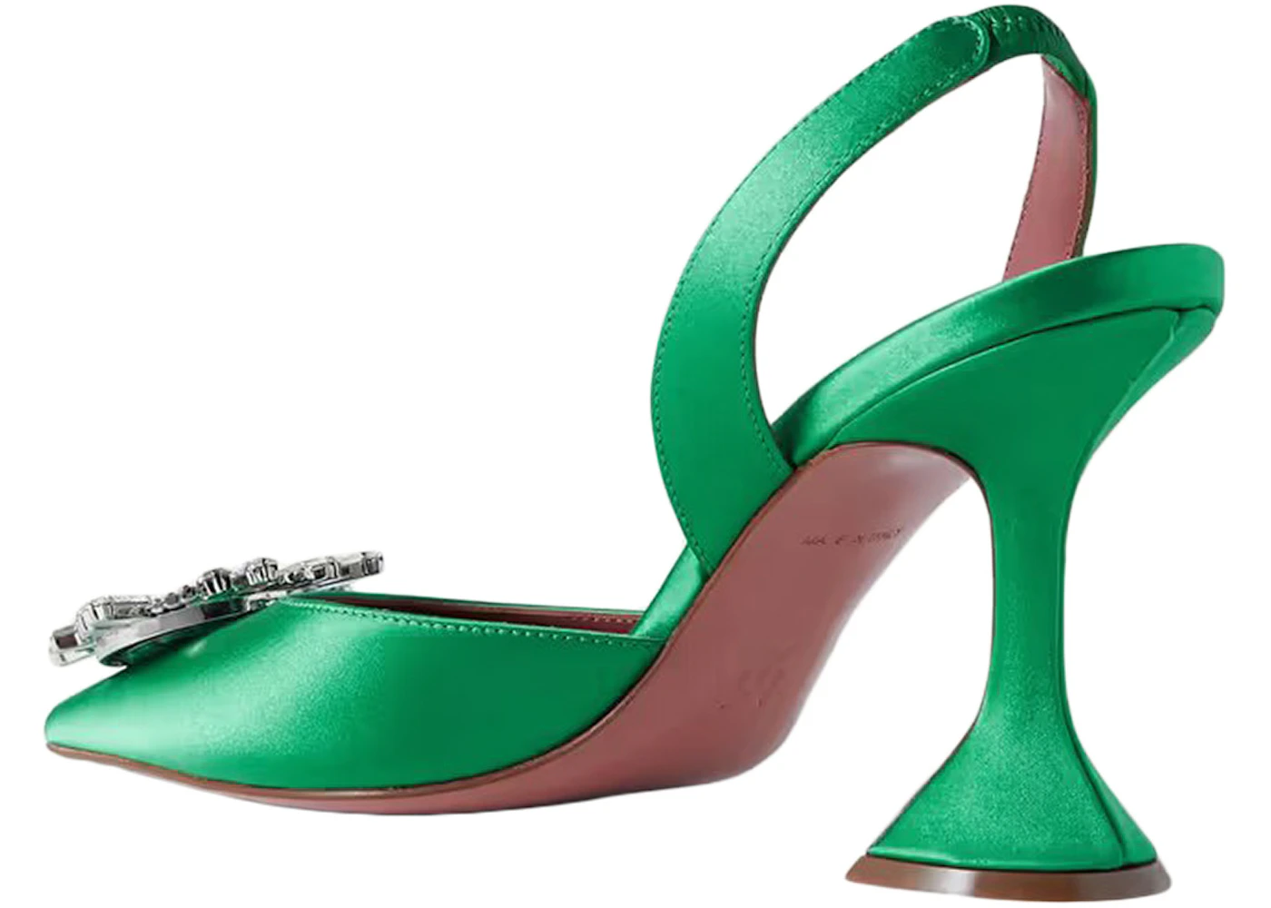 Amina Muaddi Begum 95mm Satin Sling Green - Sneakers - US