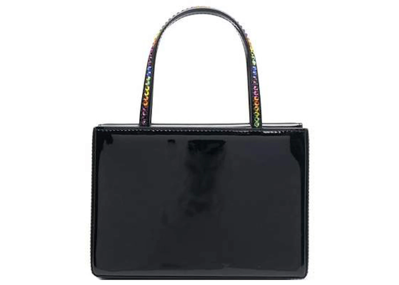 Amina Muaddi Gilda Crystal-Embellished Mini Bag Black in Patent Leather with Silver-tone - US
